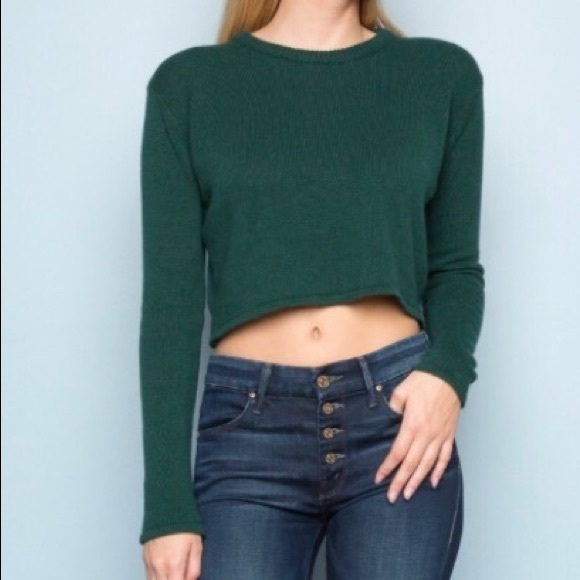 Brandy Melville Sweaters Brandy Melville Green Cropped Pullover